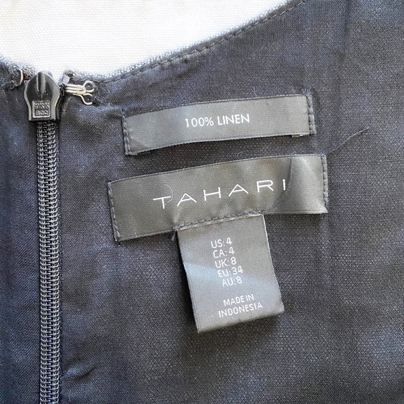 TAHARI 100% LINEN GREY SURPLICE SLEEVELESS WIDE CROPPED LEG JUMPSUIT - 4 - Picture 6 of 9